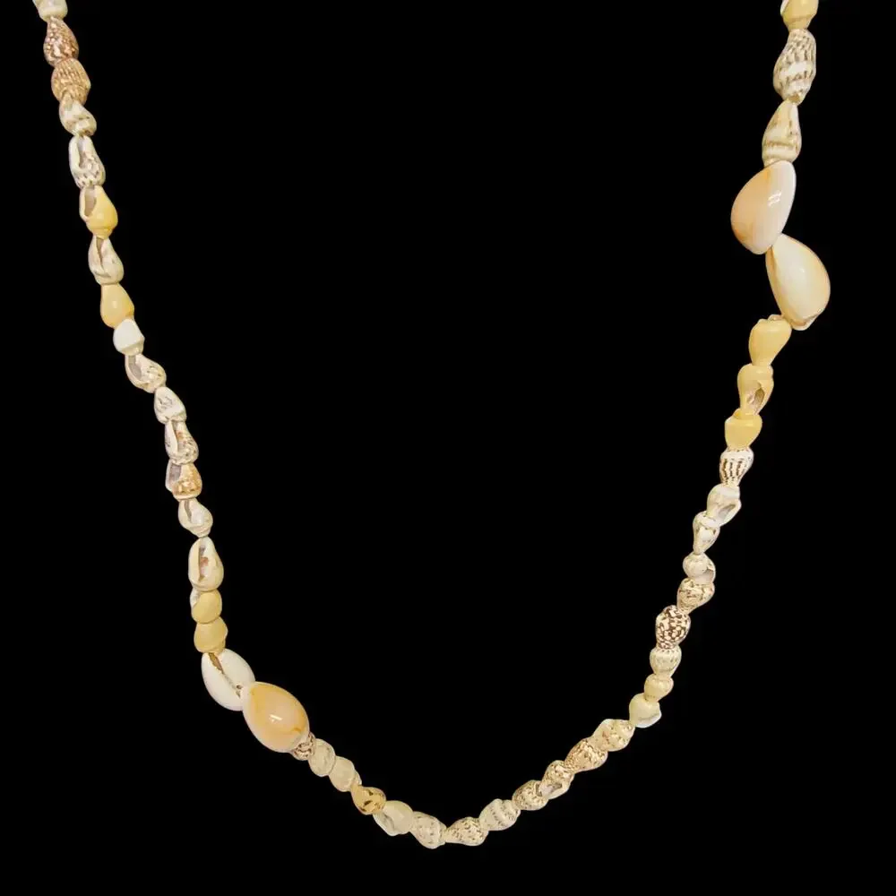 VTG Hilo Hattie Shell Necklace Lei Cream Brown Hawaiian Island Tropical Vacation